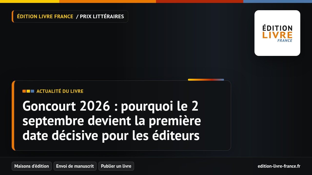 Visuel de l'article Goncourt 2026 : pourquoi le 2 septembre devient la première date décisive pour les éditeurs