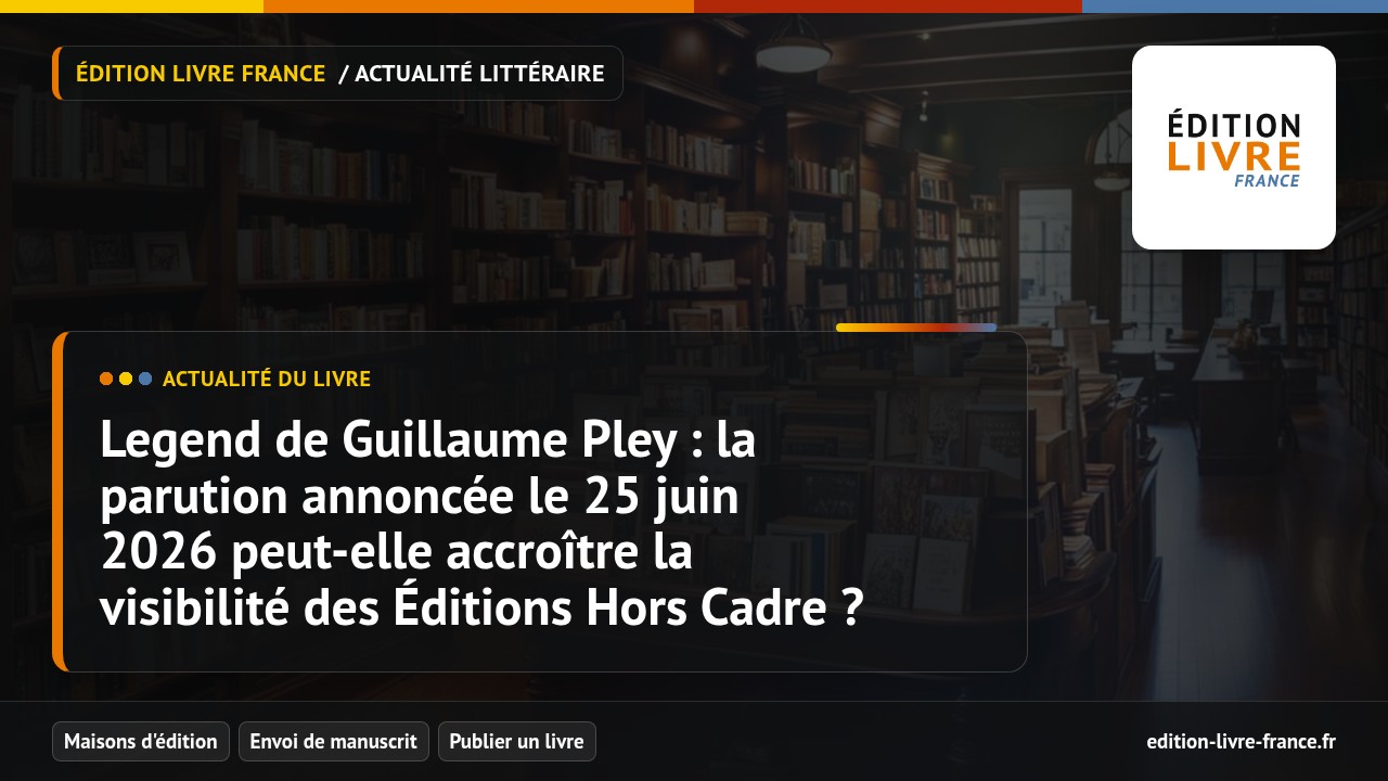 Illustration de l'article Legend de Guillaume Pley : la parution annoncée le 25 juin 2026 peut-elle accroître la visibilité des Éditions Hors Cadre ?