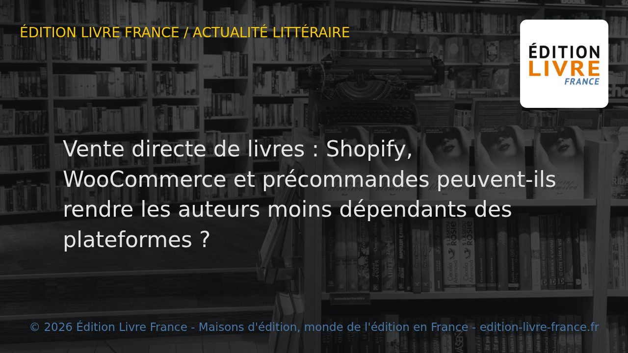 Visuel de l'article Vente directe de livres : Shopify, WooCommerce et précommandes peuvent-ils rendre les auteurs moins dépendants des plateformes ?