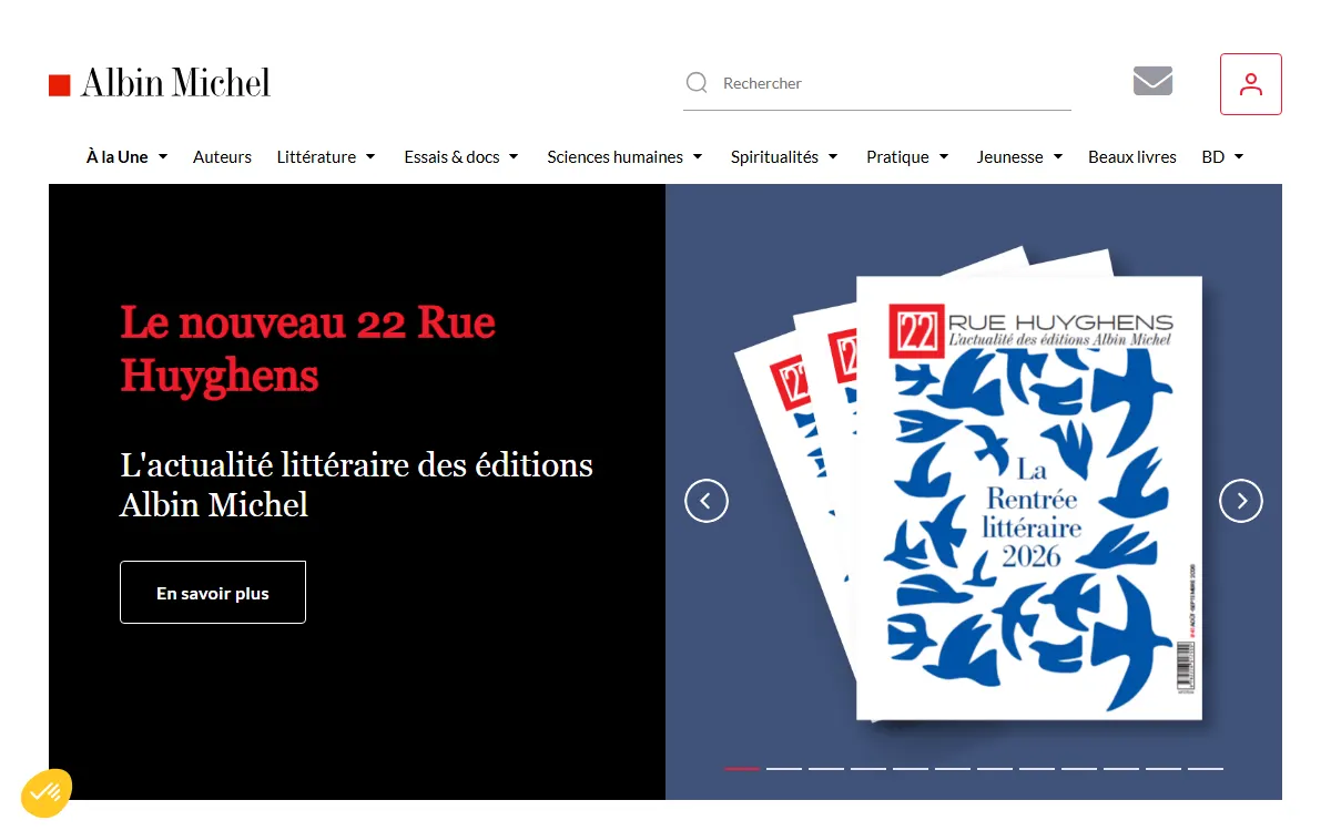Aperçu du site officiel de Albin Michel
