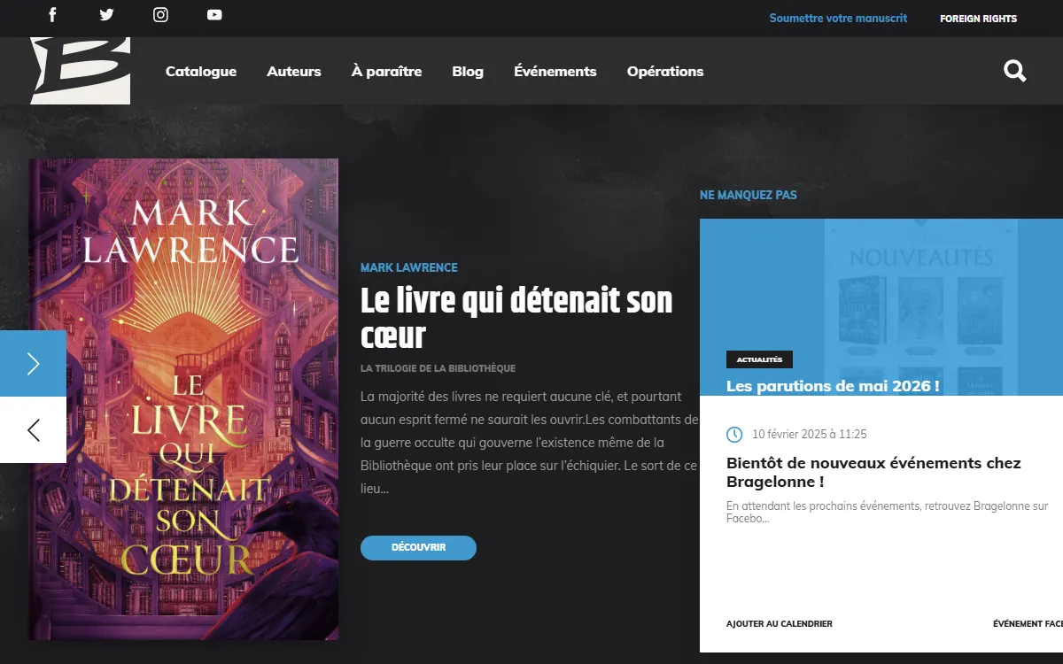 Aperçu du site officiel de Bragelonne