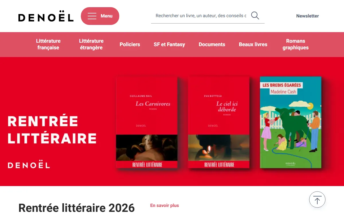 Aperçu du site officiel de Denoël