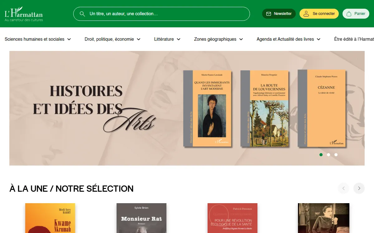 Aperçu du site officiel de L'Harmattan
