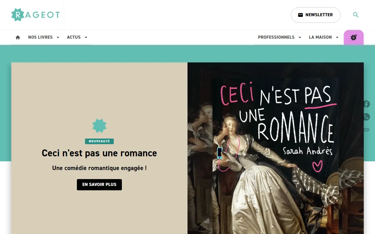 Aperçu du site officiel de Rageot