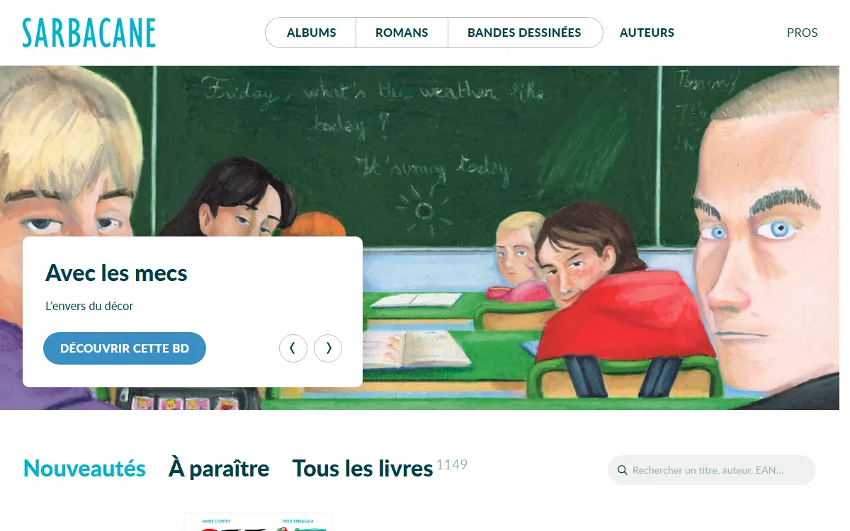 Aperçu du site officiel de Éditions Sarbacane