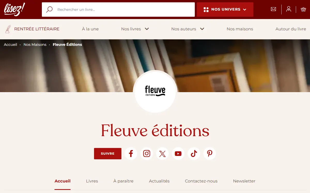 Aperçu du site officiel de Fleuve Éditions