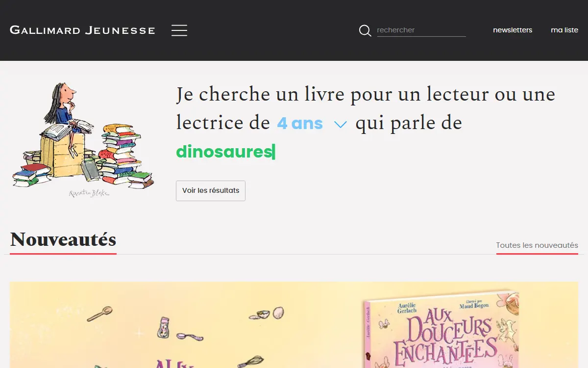 Aperçu du site officiel de Gallimard Jeunesse