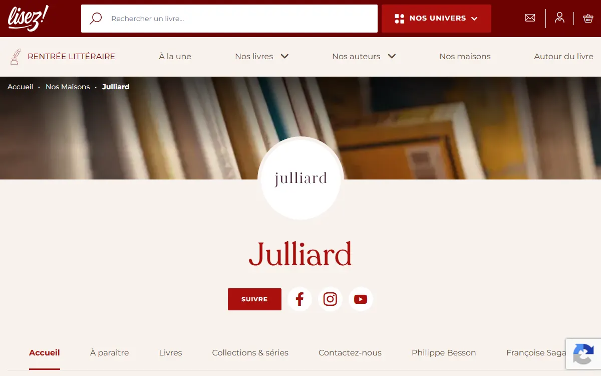 Aperçu du site officiel de Julliard