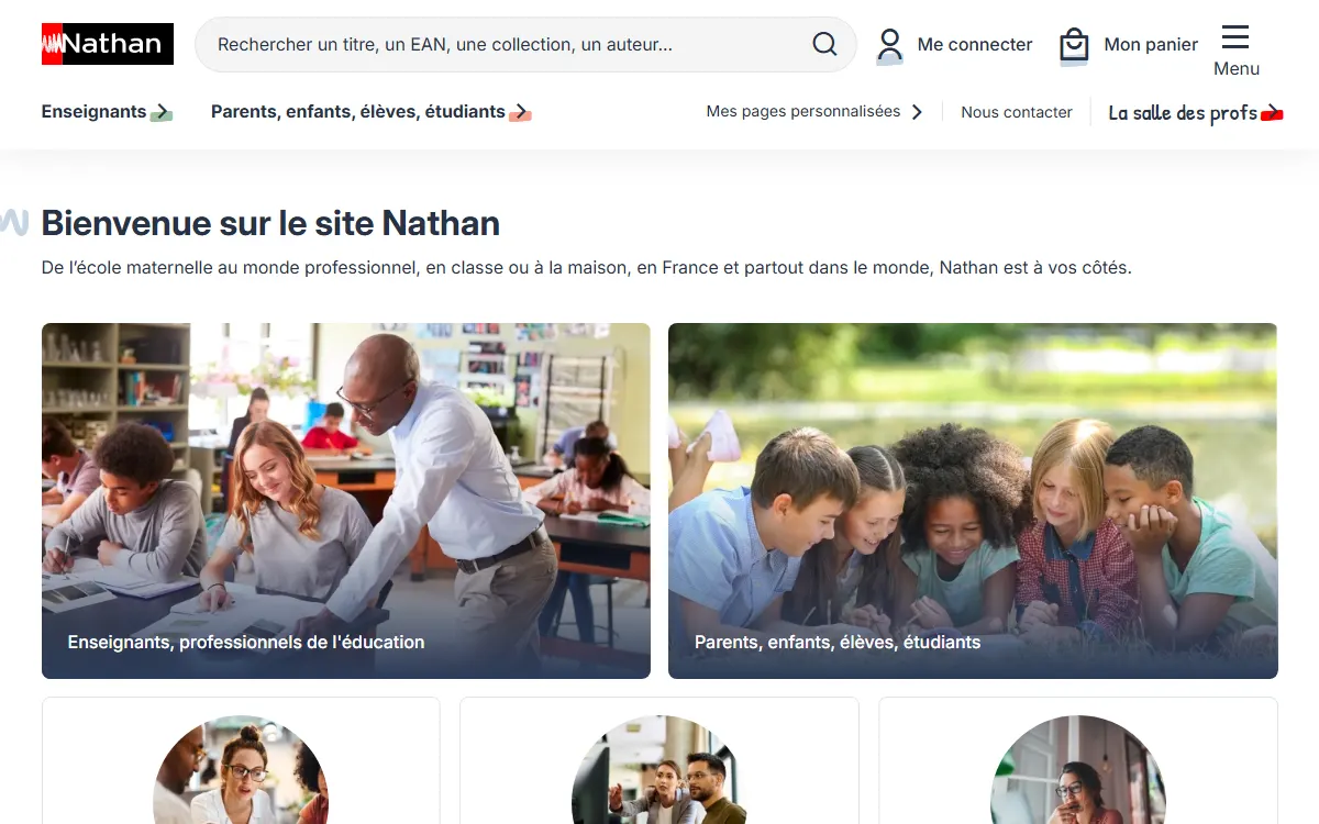 Aperçu du site officiel de Nathan