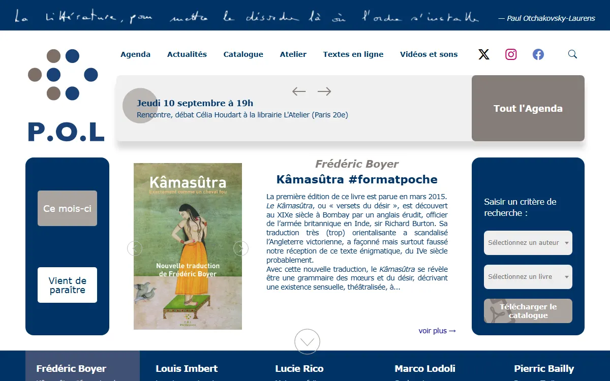 Aperçu du site officiel de P.O.L