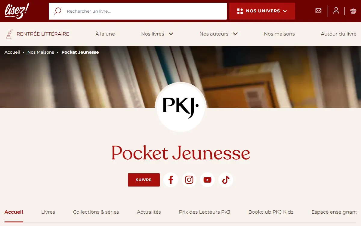 Aperçu du site officiel de Pocket Jeunesse