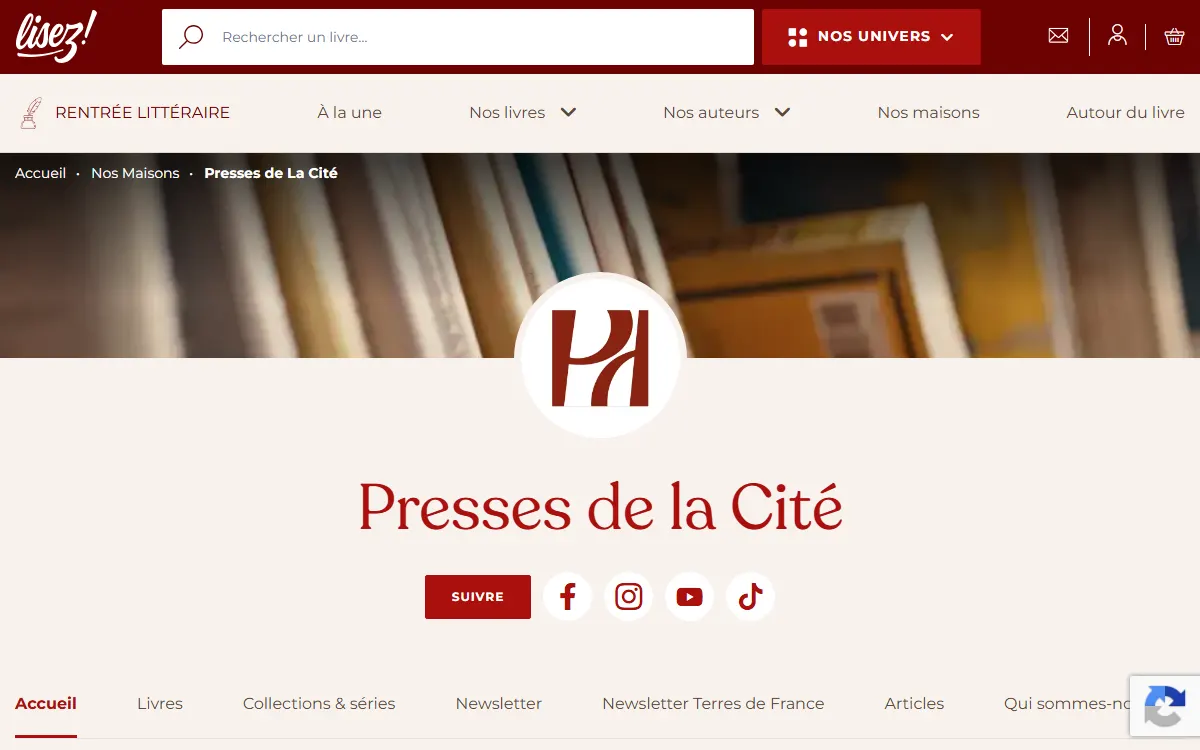 Aperçu du site officiel de Presses de la Cité