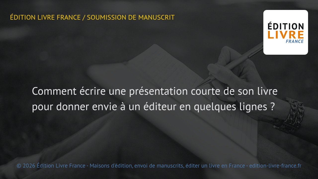 Visuel de l'article Comment écrire une présentation courte de son livre pour donner envie à un éditeur en quelques lignes ?