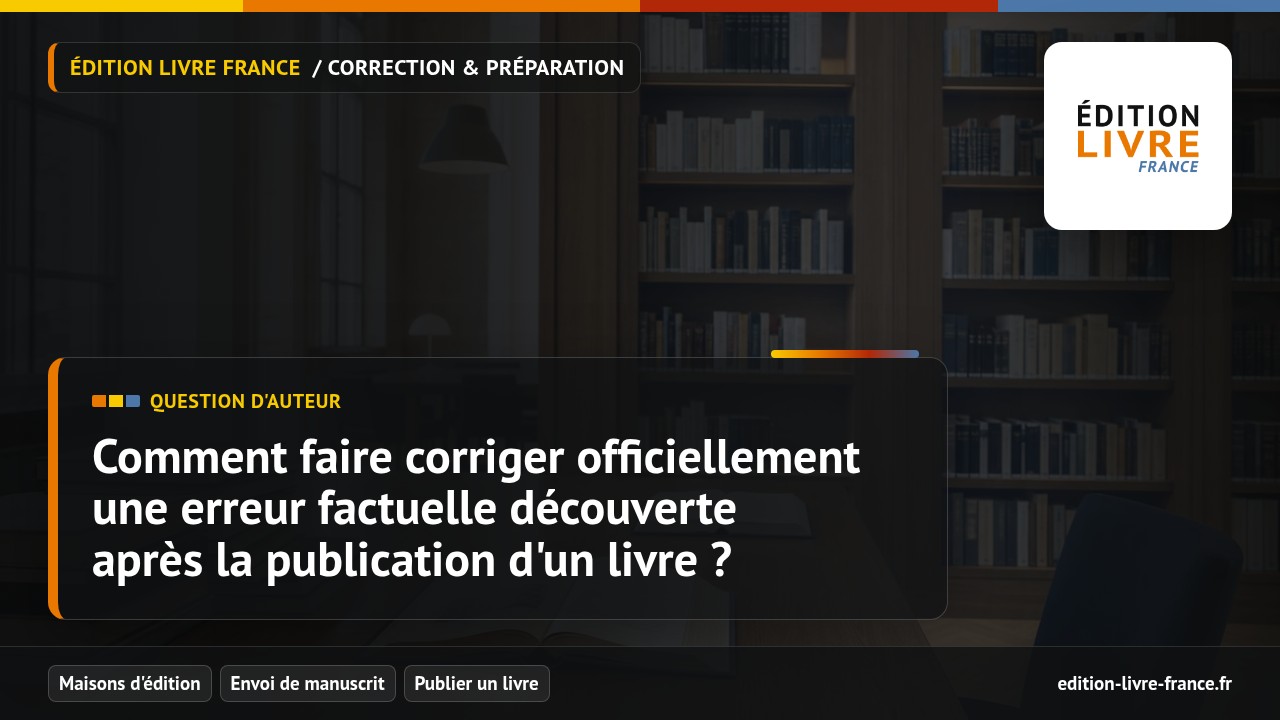 Illustration de la question Comment faire corriger officiellement une erreur factuelle découverte après la publication d'un livre ?
