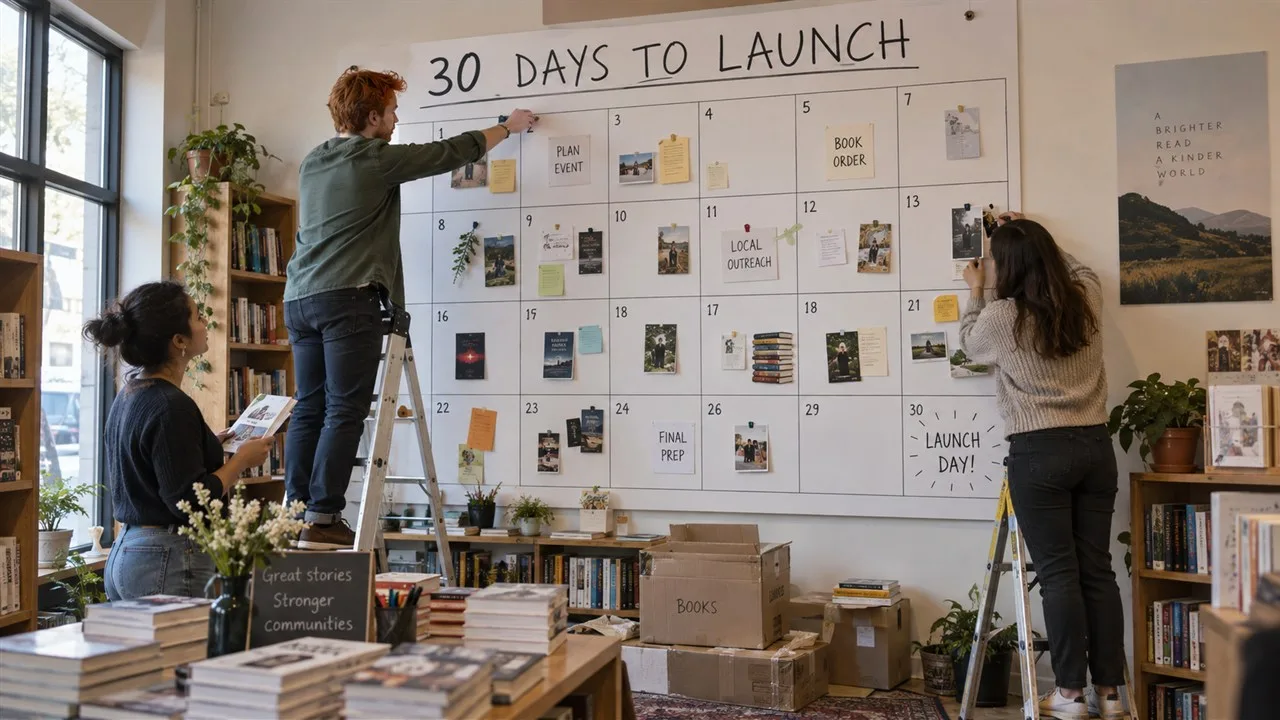 Illustration de la question Comment préparer un lancement en librairie quand on est peu connu (plan simple en 30 jours) ?