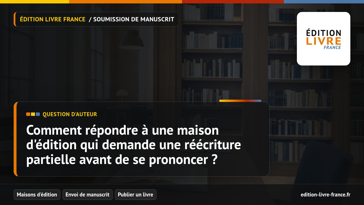 Illustration de la question Comment répondre à une maison d'édition qui demande une réécriture partielle avant de se prononcer ?