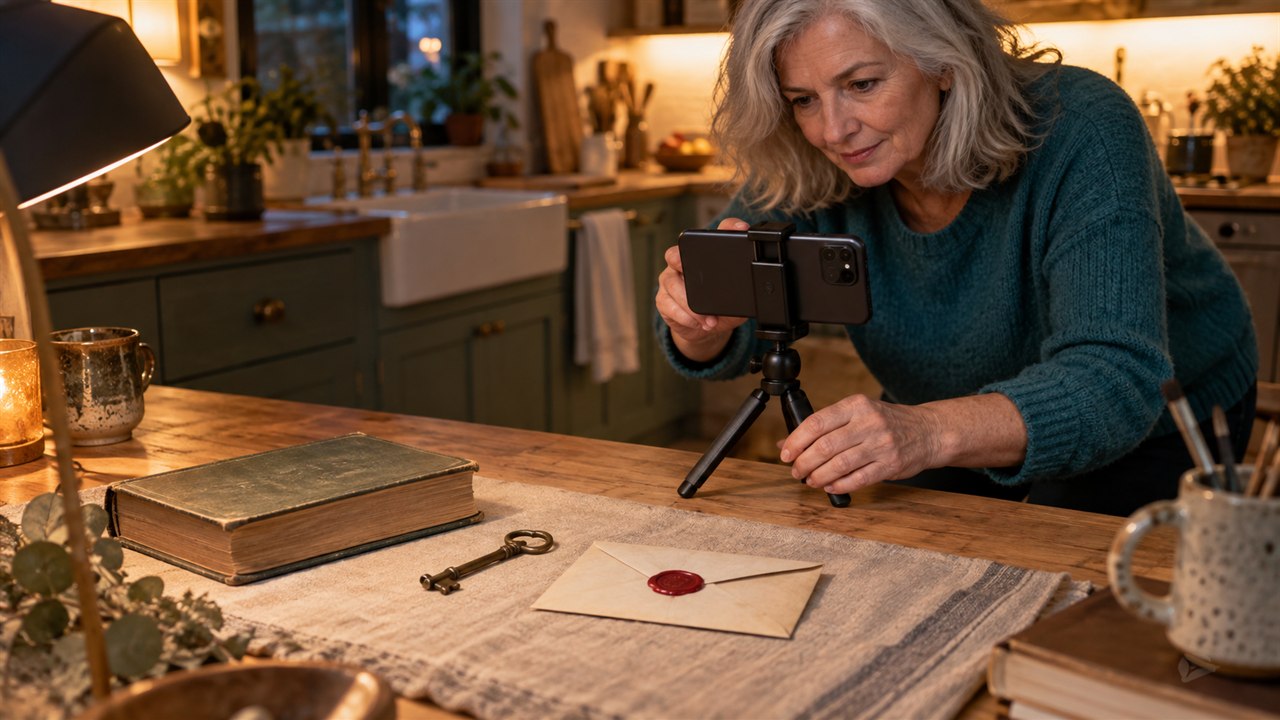 Illustration de la question Comment tourner une bande-annonce de roman avec un téléphone et des objets liés à l'intrigue ?
