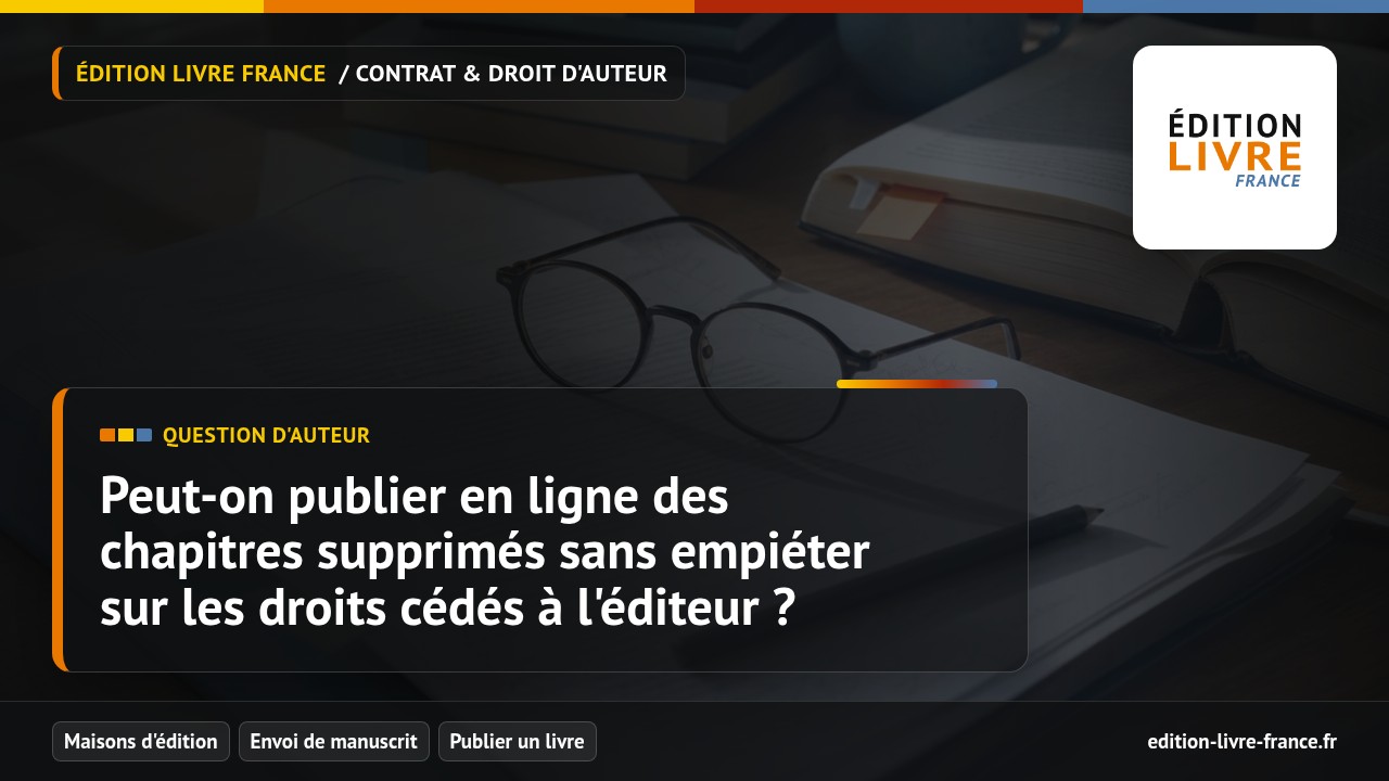Illustration de la question Peut-on publier en ligne des chapitres supprimés sans empiéter sur les droits cédés à l'éditeur ?