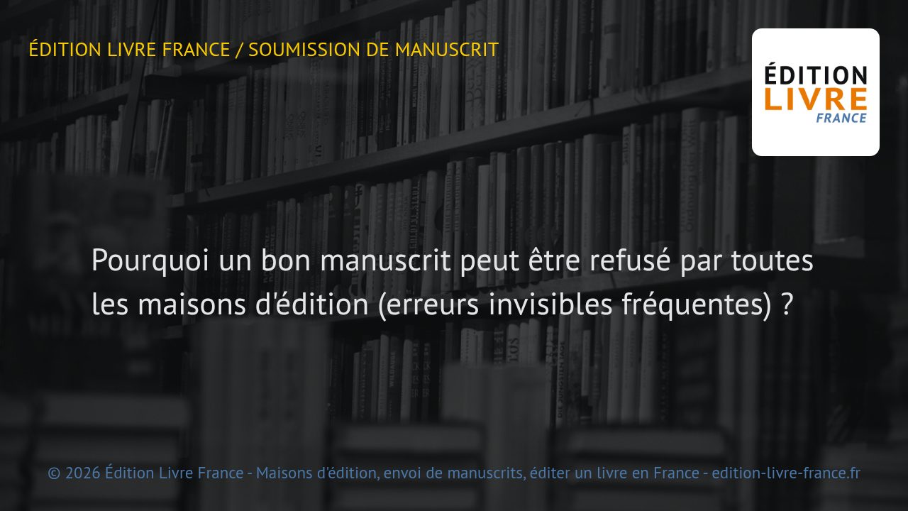 Visuel de l'article Pourquoi un bon manuscrit peut être refusé par toutes les maisons d'édition (erreurs invisibles fréquentes) ?