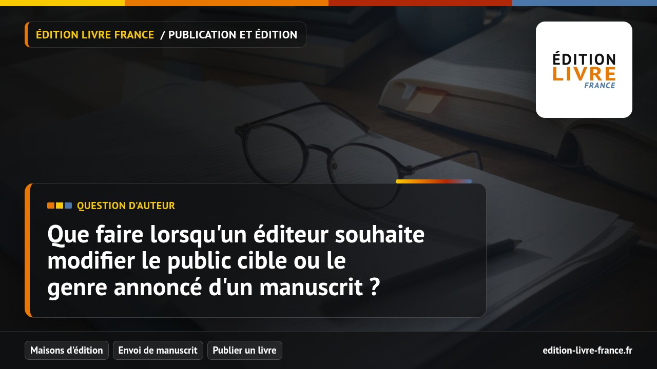 Illustration de la question Que faire lorsqu'un éditeur souhaite modifier le public cible ou le genre annoncé d'un manuscrit ?