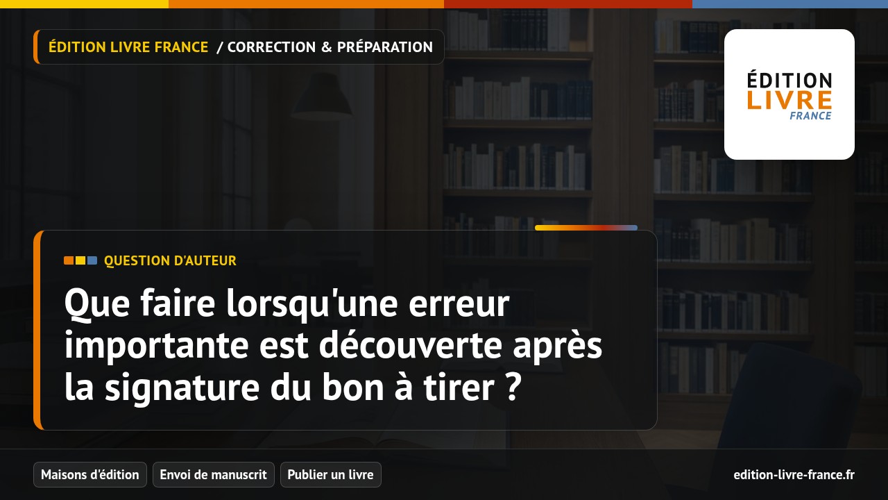 Illustration de la question Que faire lorsqu'une erreur importante est découverte après la signature du bon à tirer ?