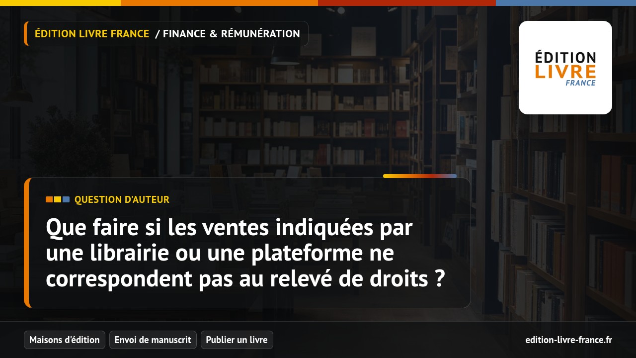 Illustration de la question Que faire si les ventes indiquées par une librairie ou une plateforme ne correspondent pas au relevé de droits ?