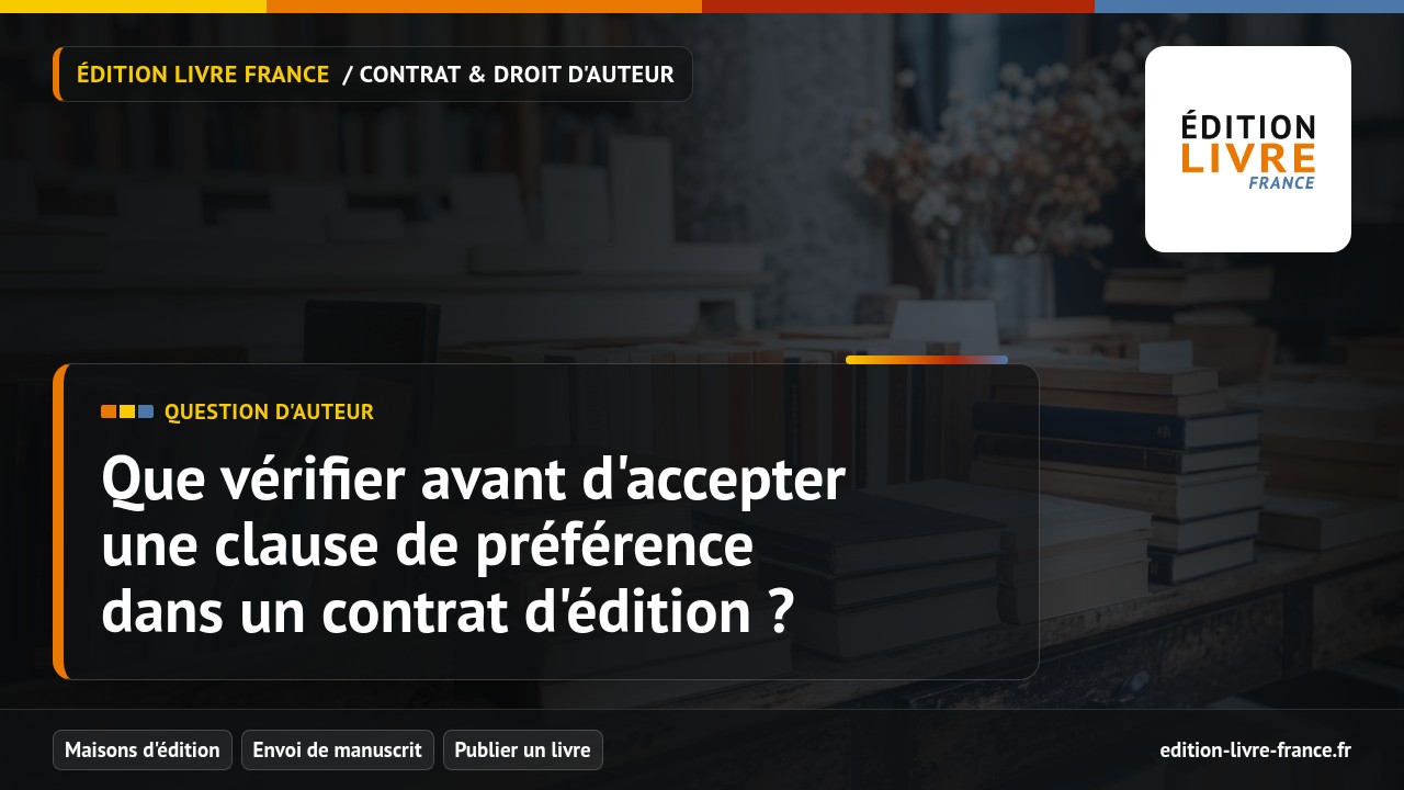 Visuel de l'article Que vérifier avant d'accepter une clause de préférence dans un contrat d'édition ?
