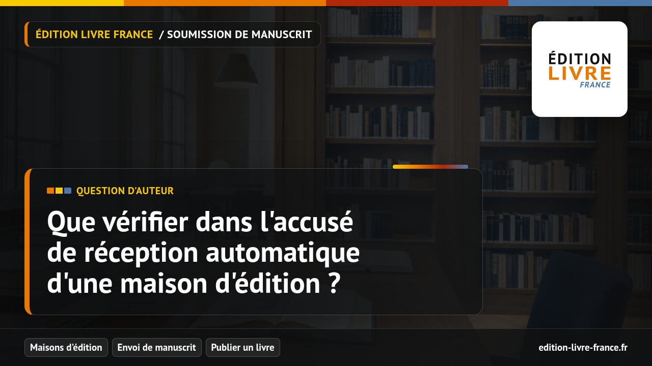Illustration de la question Que vérifier dans l'accusé de réception automatique d'une maison d'édition ?