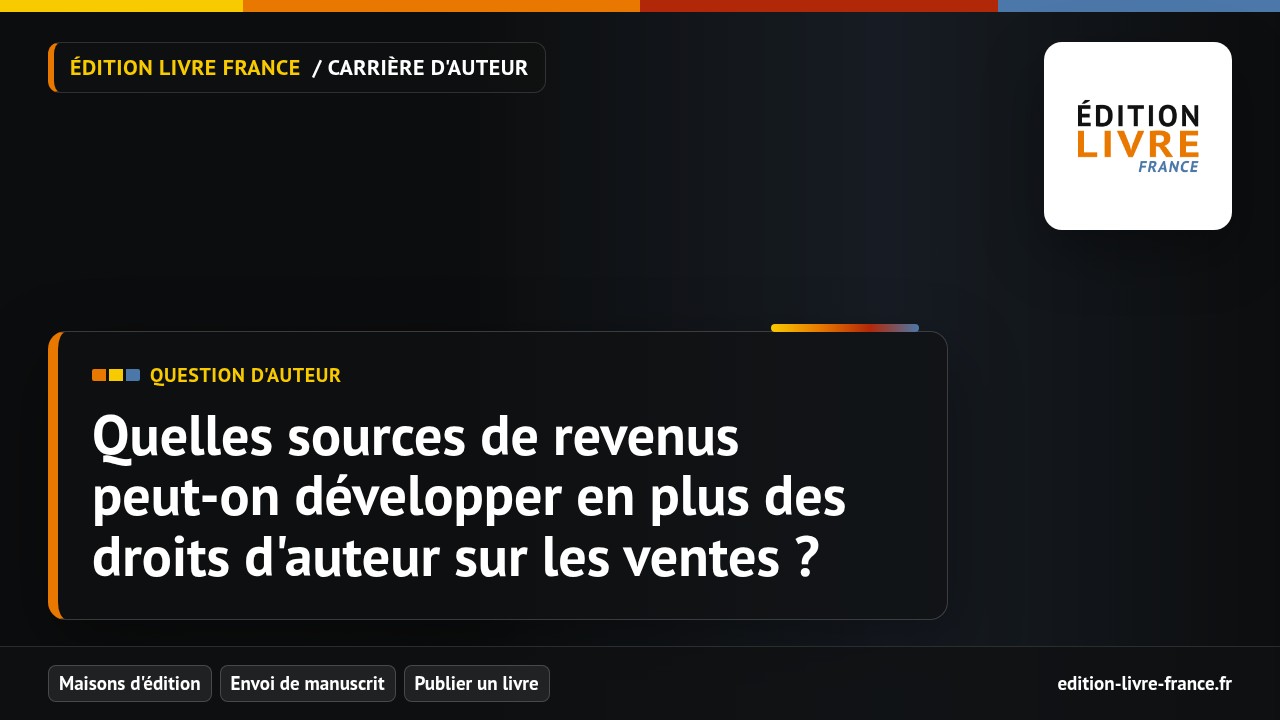 Illustration de la question Quelles sources de revenus peut-on développer en plus des droits d'auteur sur les ventes ?