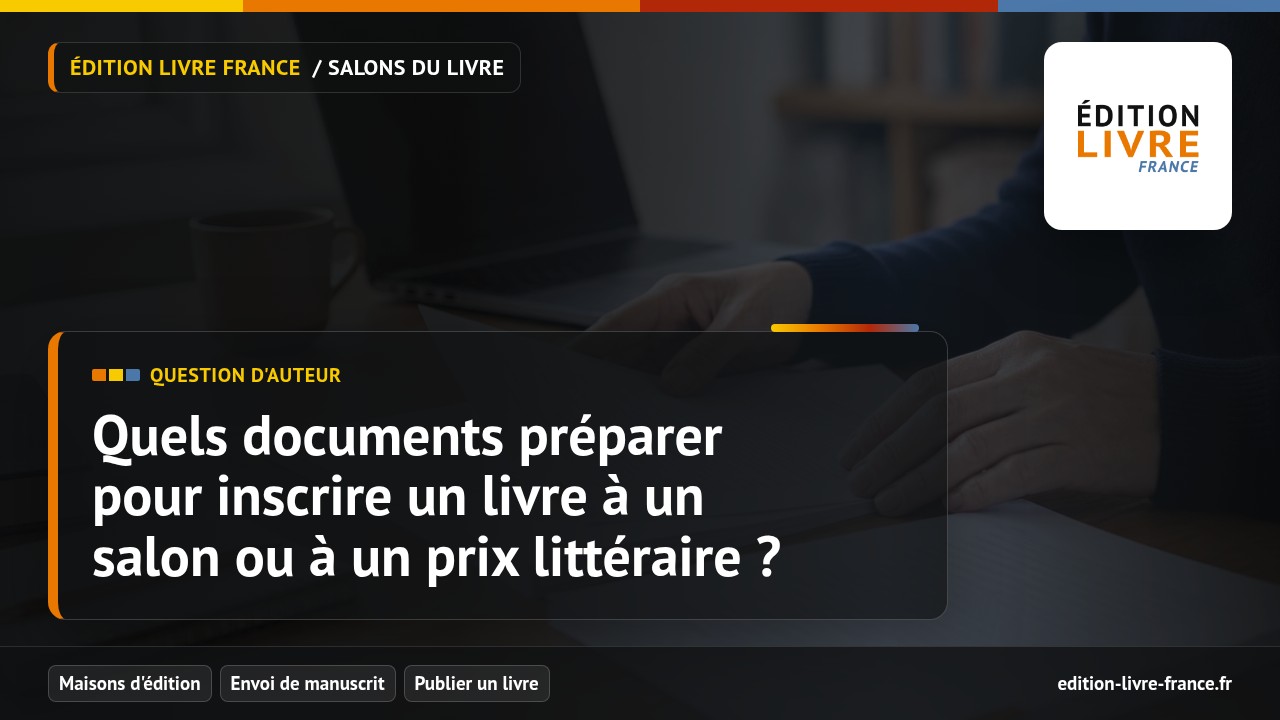 Illustration de la question Quels documents préparer pour inscrire un livre à un salon ou à un prix littéraire ?