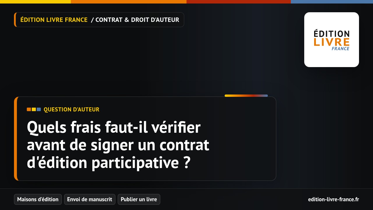 Illustration de la question Quels frais faut-il vérifier avant de signer un contrat d'édition participative ?