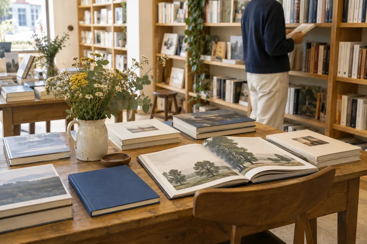 Illustration générée par IA : livres ouverts sur une table de librairie imaginaire