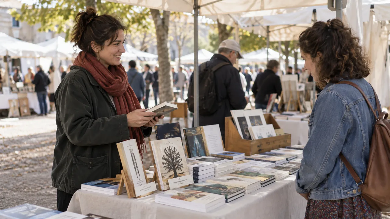 Livres autoédités prêts pour une table de marché culturel