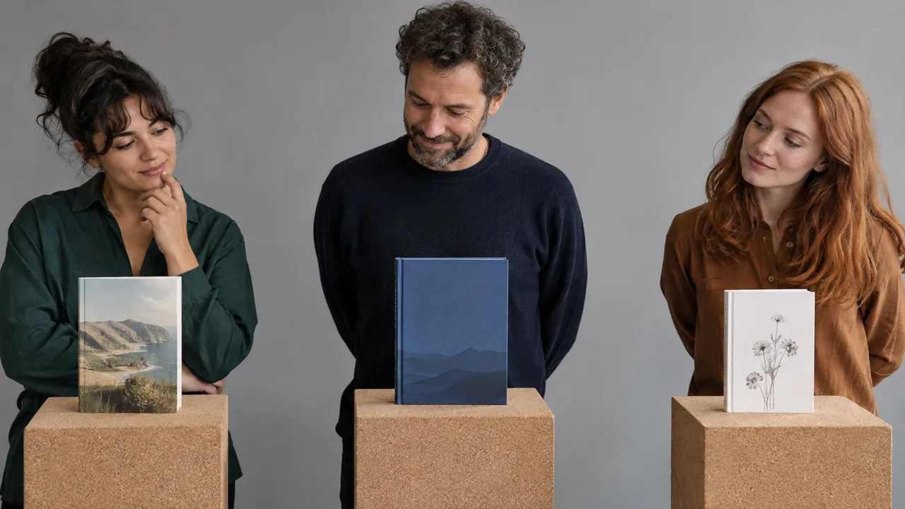 Trois parcours de publication évoqués par trois maquettes de livres
