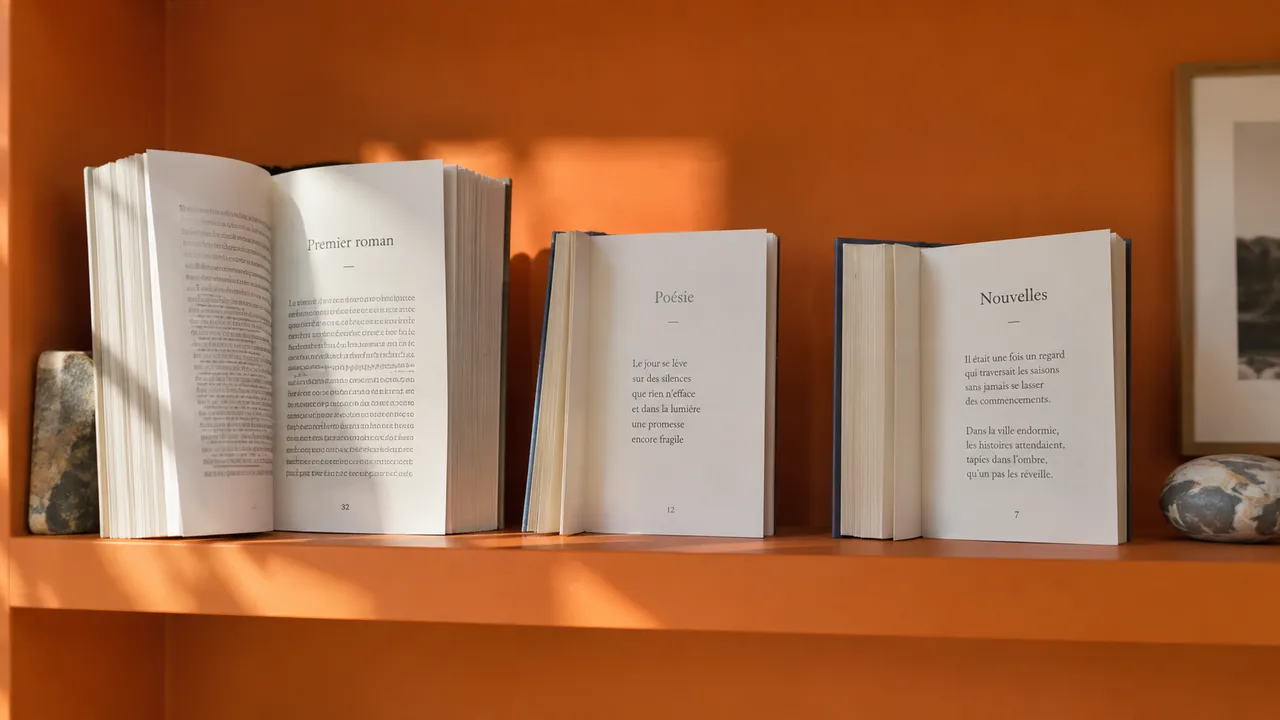 Recueil de poésie, roman et nouvelles de formats différents