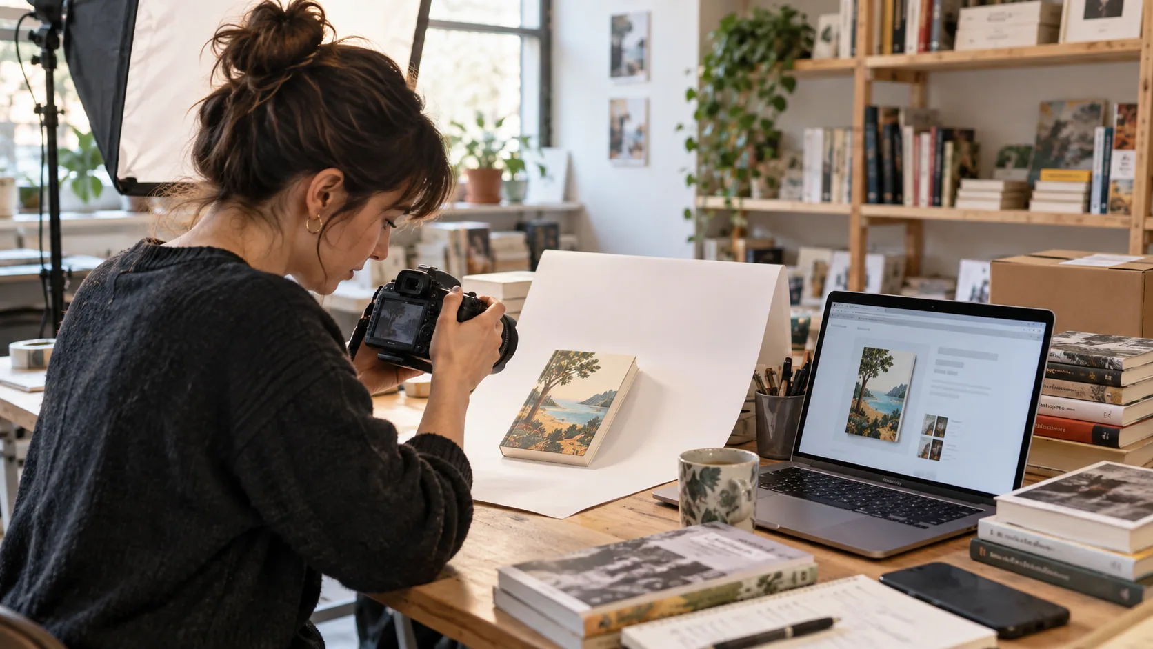 Scène professionnelle illustrant le métier de Chargé / Chargée de e-commerce du livre