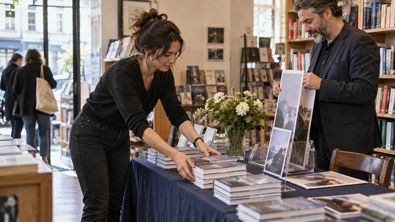 Scène professionnelle illustrant le métier de Chargé / Chargée de promotion du livre