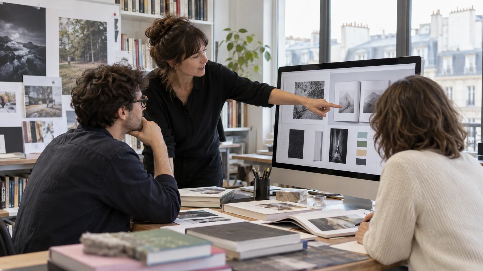 Scène professionnelle illustrant le métier de Chef / Cheffe de studio éditorial