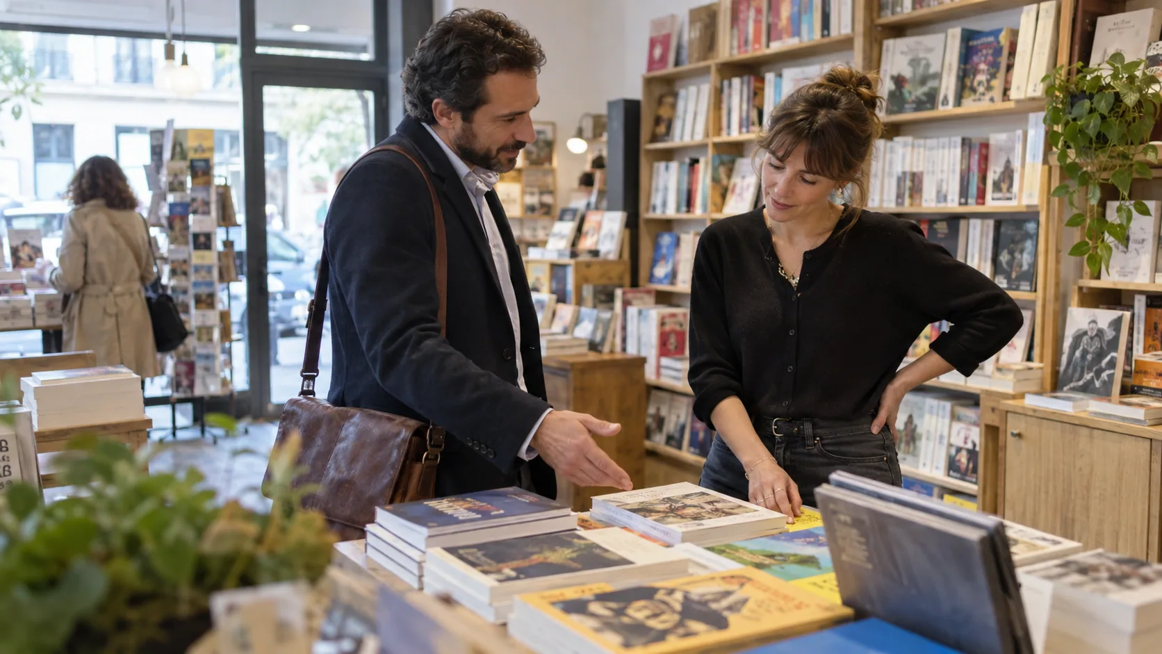 Scène professionnelle illustrant le métier de Représentant / Représentante en librairie