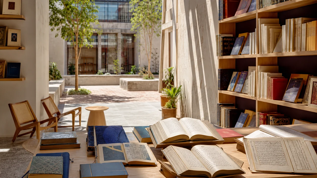 Librairie contemporaine autour d'une cour méditerranéenne