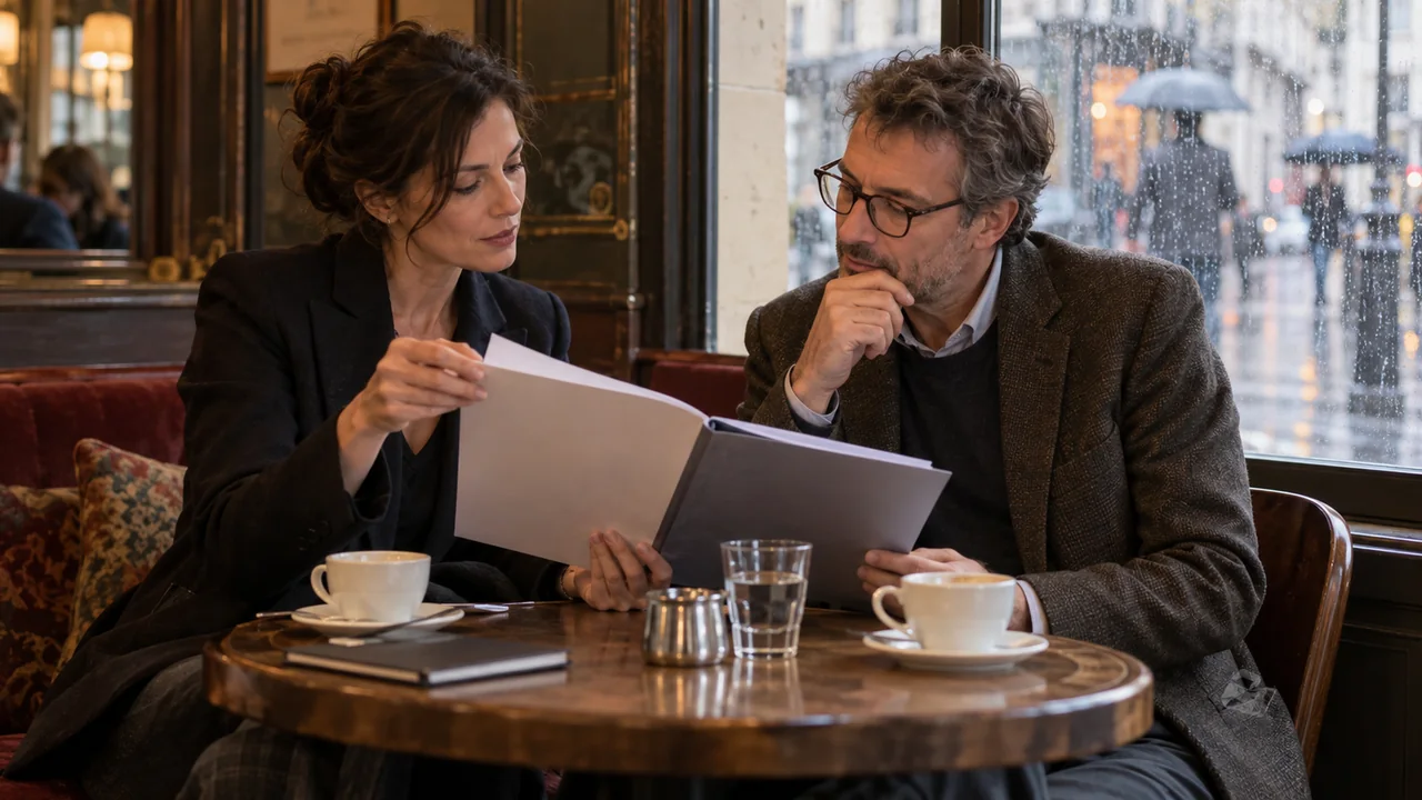 Auteur et agente littéraire examinant ensemble un dossier
