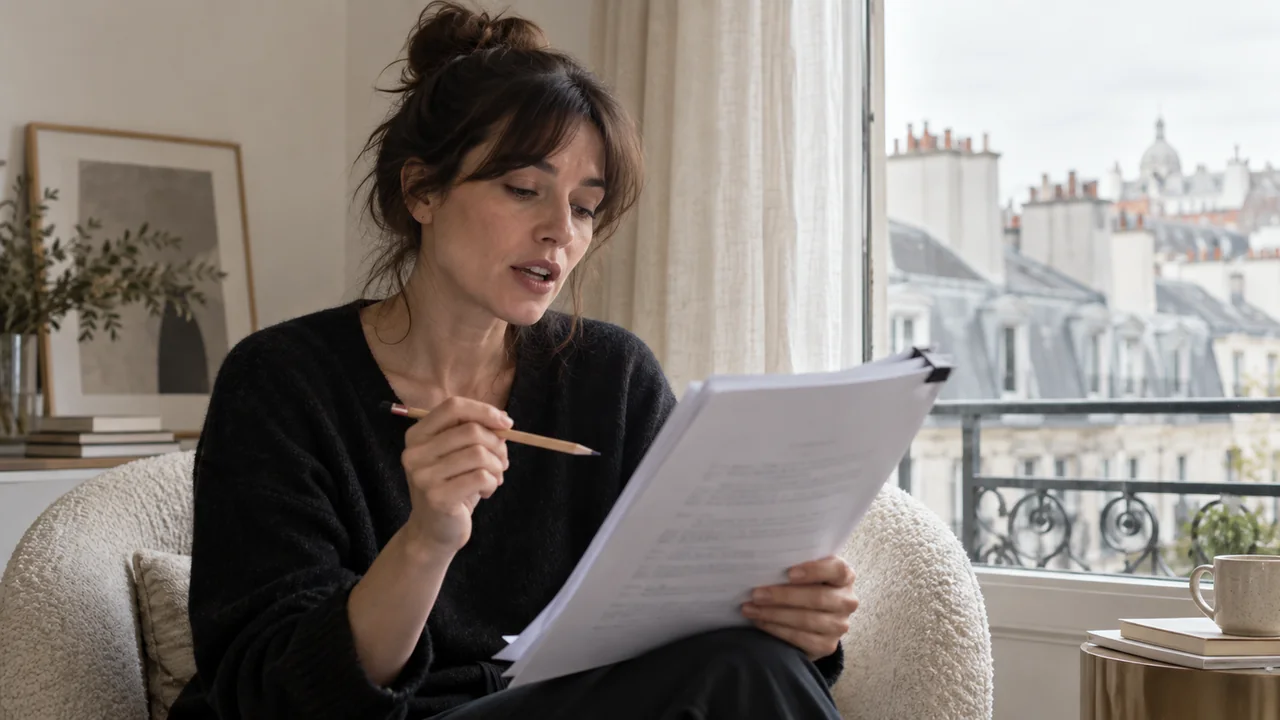 Autrice relisant à voix haute les premières pages de son manuscrit