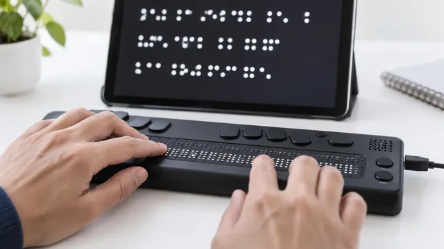Plage braille et tablette pour la lecture numérique accessible