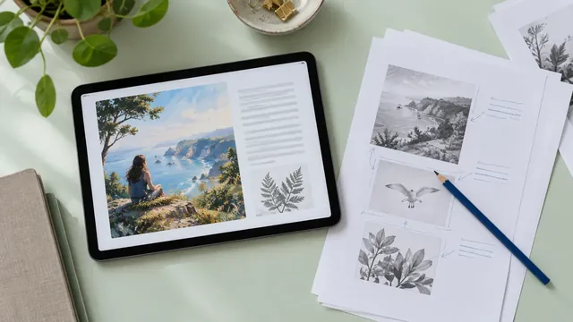 Illustration numérique et brouillons de descriptions alternatives