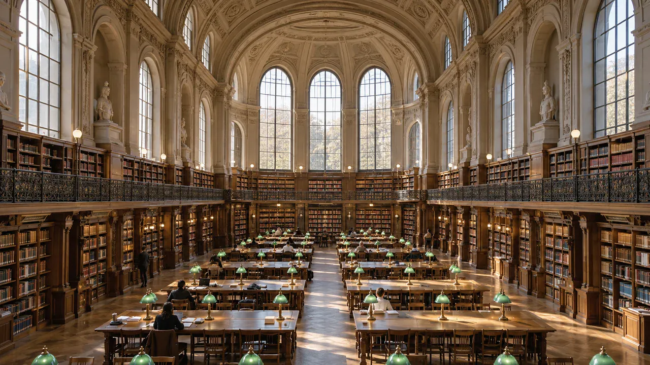 Grande salle de lecture patrimoniale illustrative