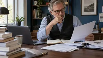 Auteur vérifiant des documents et des informations professionnelles