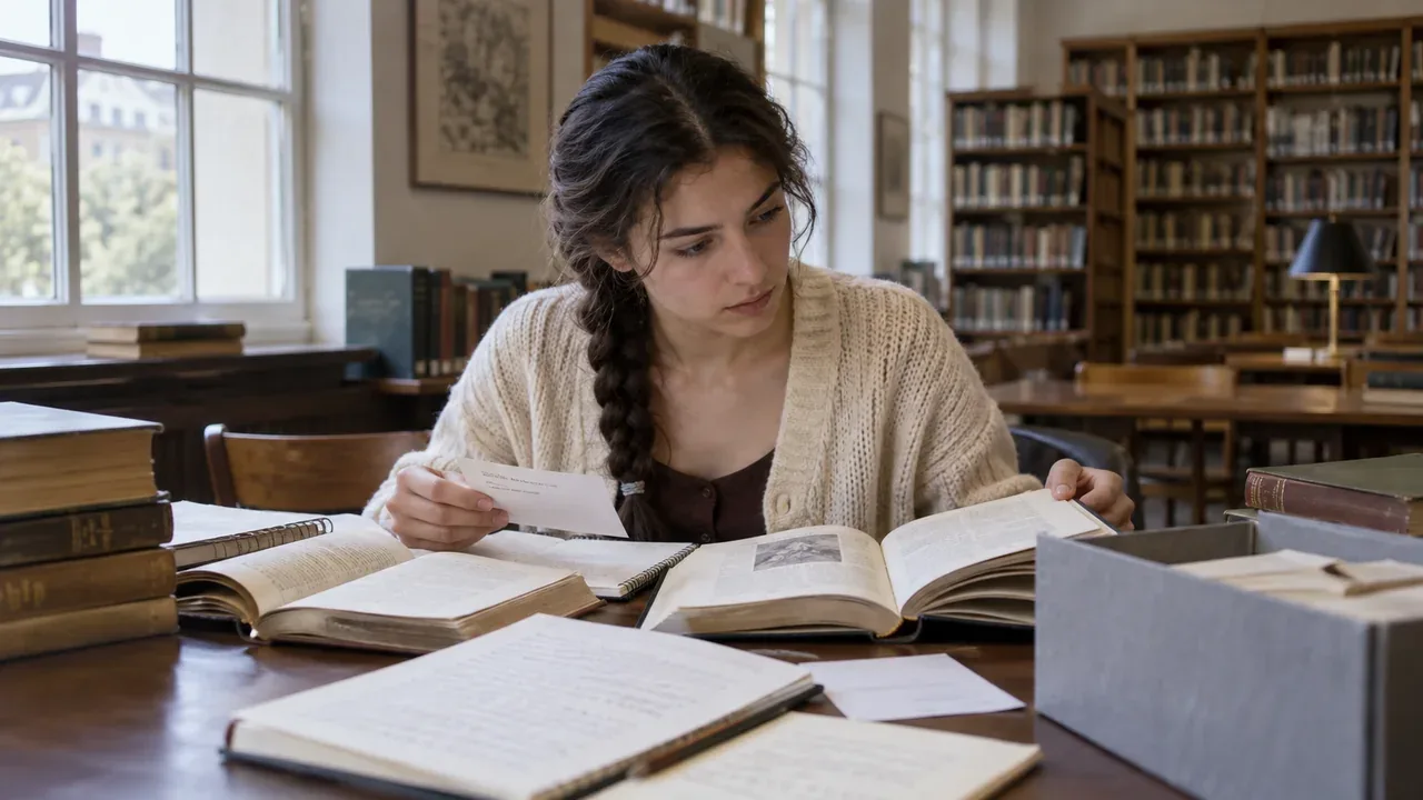 Autrice comparant une citation avec des livres et des références de recherche