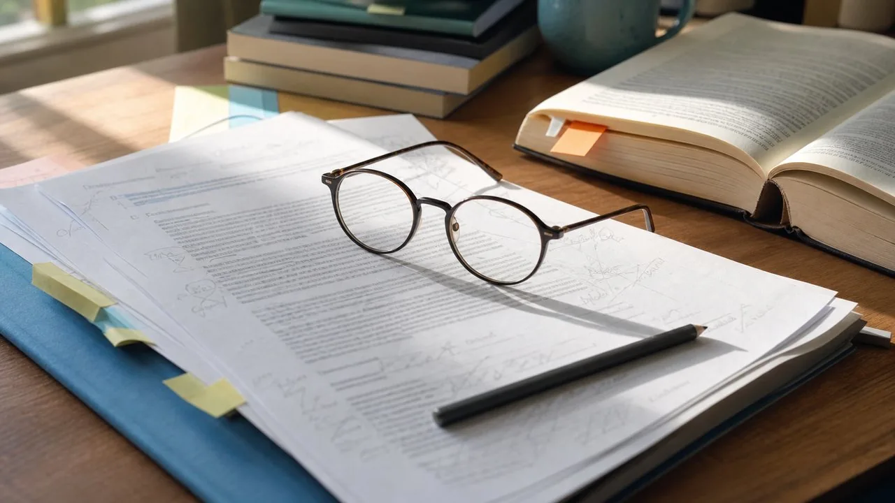 Livre ouvert et relecture avant édition