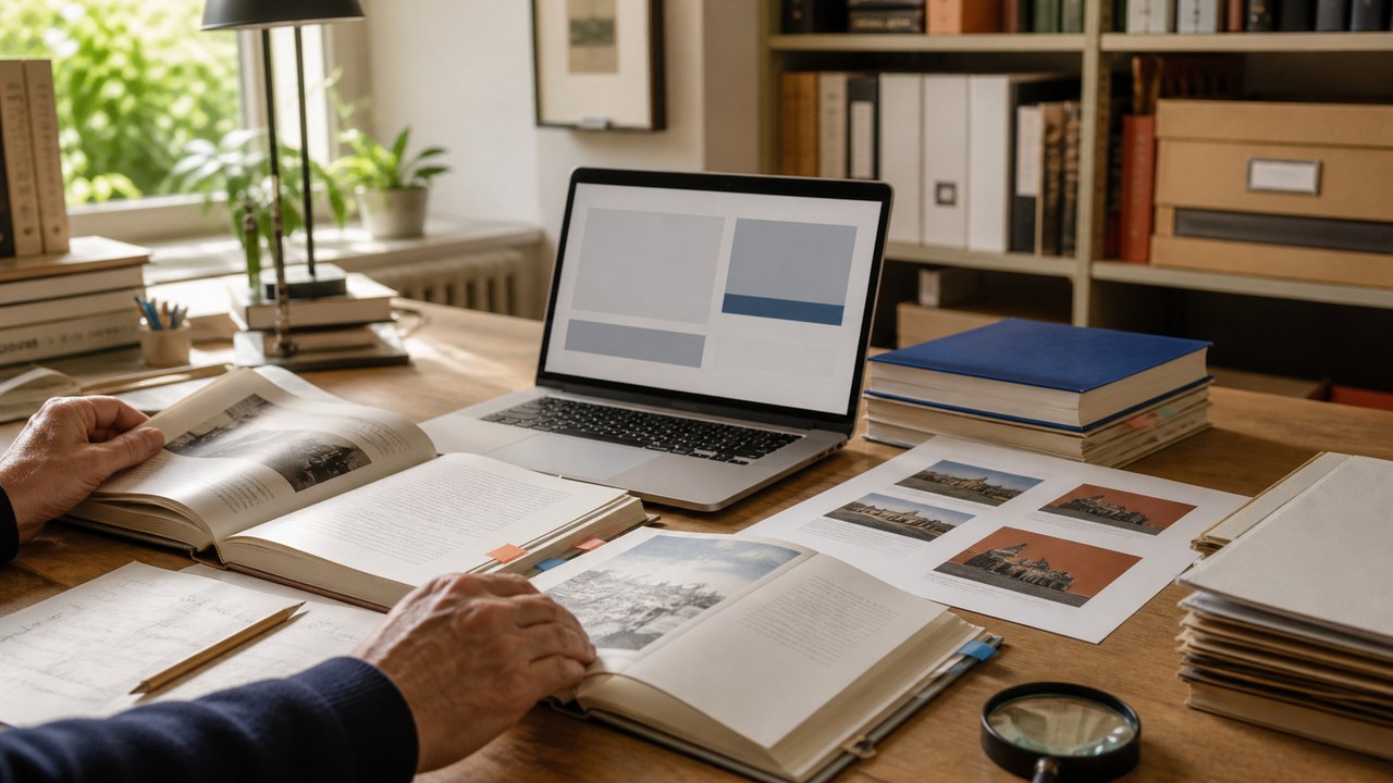 Travail de vérification croisée de livres, catalogues et sources éditoriales