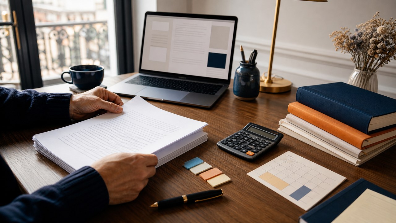 Auteur organisant son manuscrit, ses échéances et ses estimations